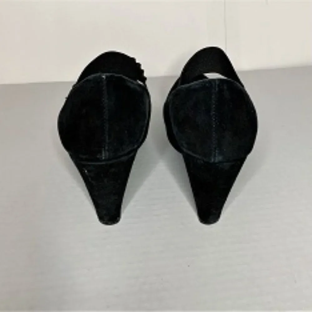 TAHARI Black Suede Wedge Heels